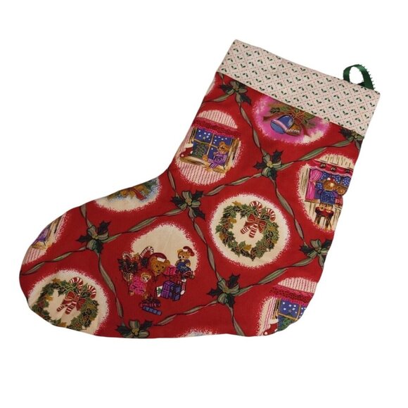 Handmade Quilted Christmas Stocking Holiday Patterns Double Sided Design 16 In - Picture 1 of 4